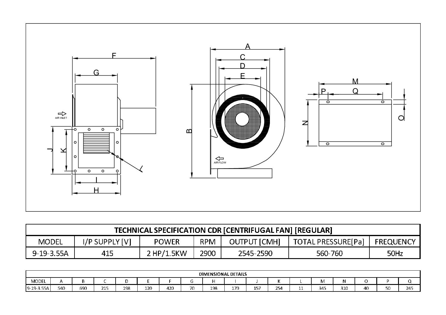 9-19A High Pressure Centrifugal Fan | Industrial Blower - Image 2